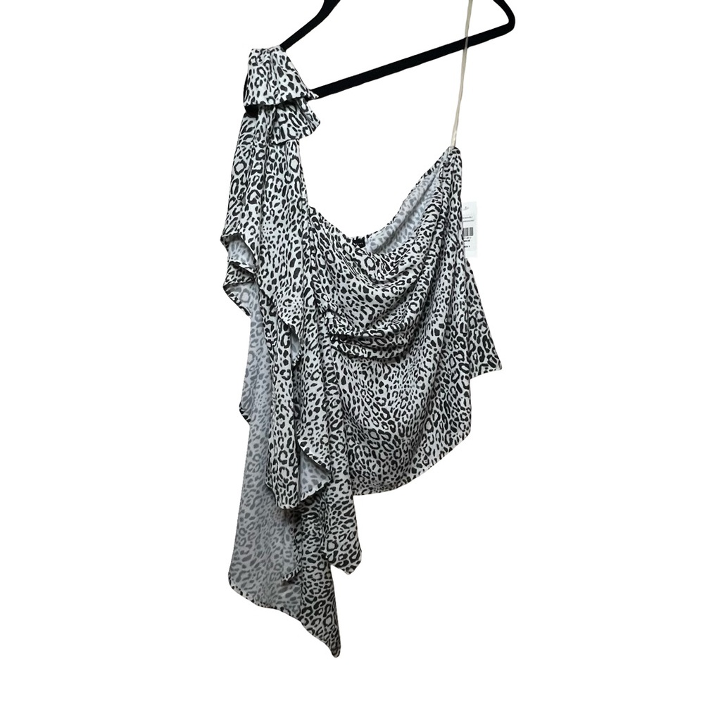 Fashion to Figure Dramatic Leopard Print One Shoulder Blouse